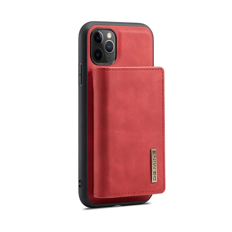 DG.MING M1 Series Magnetic Detachable Wallet 2-in-1 + Hybrid Cover Shell with Kickstand for iPhone 11 Pro Max 6.5 inch - Red
