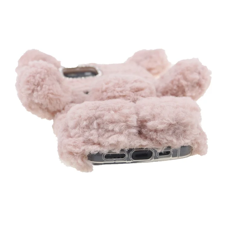 3D Furry Bear Plush Doll Anti-fall TPU Phone Case Shell for iPhone