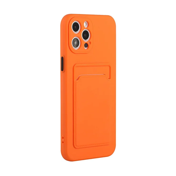 Soft TPU Phone Back Case Cover with Single Card Slot for iPhone 13 Pro 6.1 inch - Orange