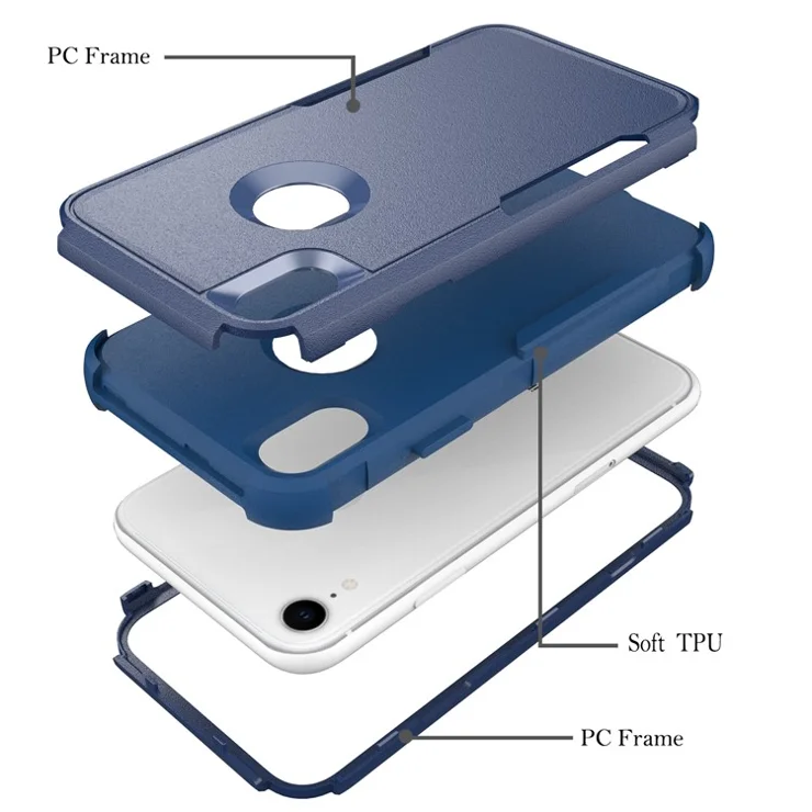 Anti-Drop Full Protection TPU + PC Hybrid Case Mobile Phone Shell for iPhone XR 6.1 inch - Sapphire/Sapphire