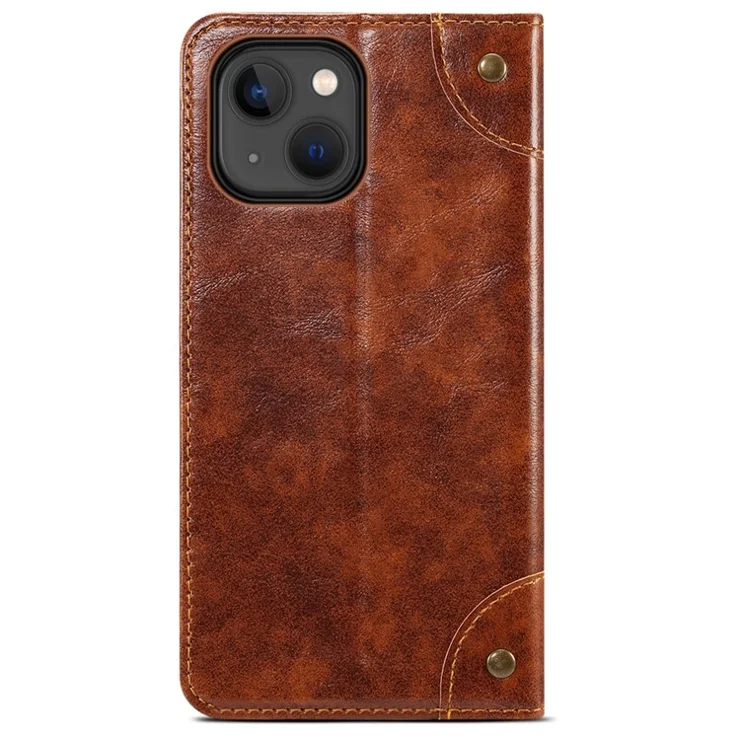 SUTENI 055 Series Strong Auto Closure PU Leather+TPU Case Wallet Stand Shockproof Phone Shell for iPhone 13 mini 5.4 inch - Khaki