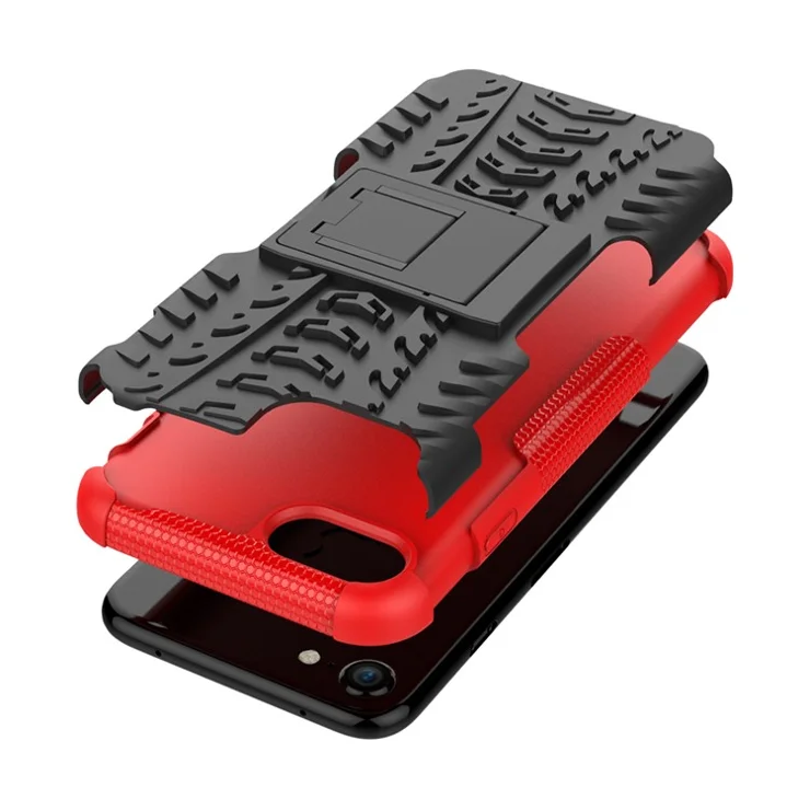 For iPhone SE (2020)/SE (2022)/8/7 4.7 inch Cool Tyre PC + TPU Hybrid Shell with Kickstand - Red