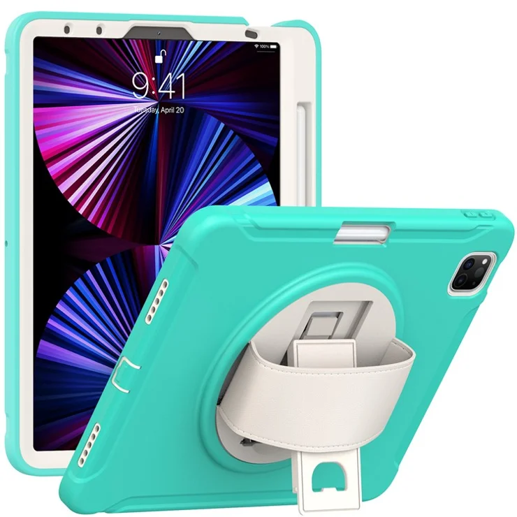 Hand Strap Case Kickstand for iPad Air 11 (2025) / (2024) / Pro 11 (2022) / (2021) / (2020) / (2018) / Air (2020) / (2022) - Mint Green