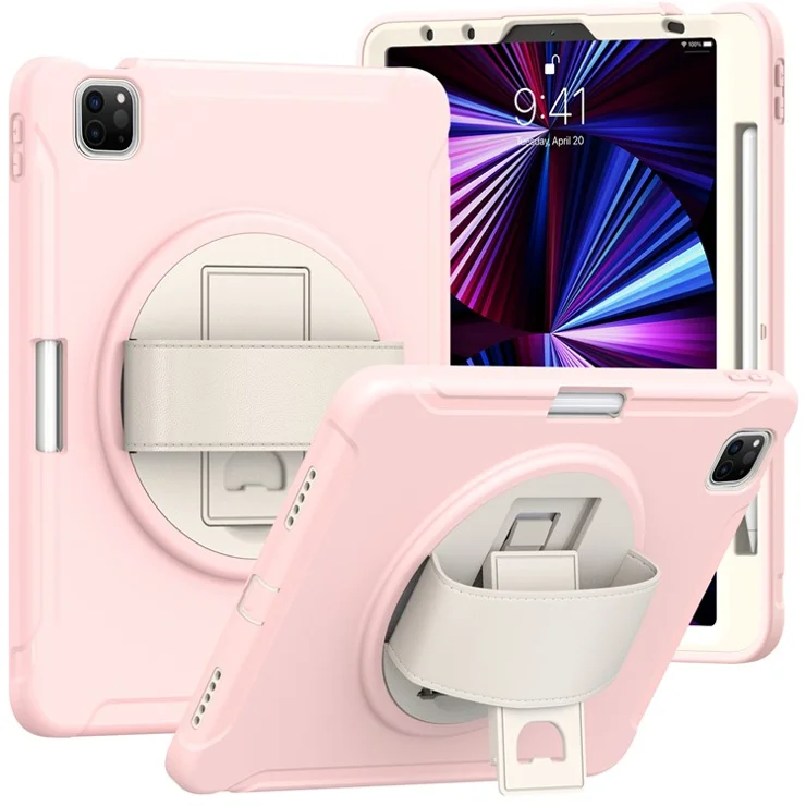 Hand Strap Case Kic for iPad Air 11 (2025) / (2024) / Pro 11 (2022) / (2021) / (2020) / (2018) / Air (2020) / (2022) - Cherry Blossoms Pink