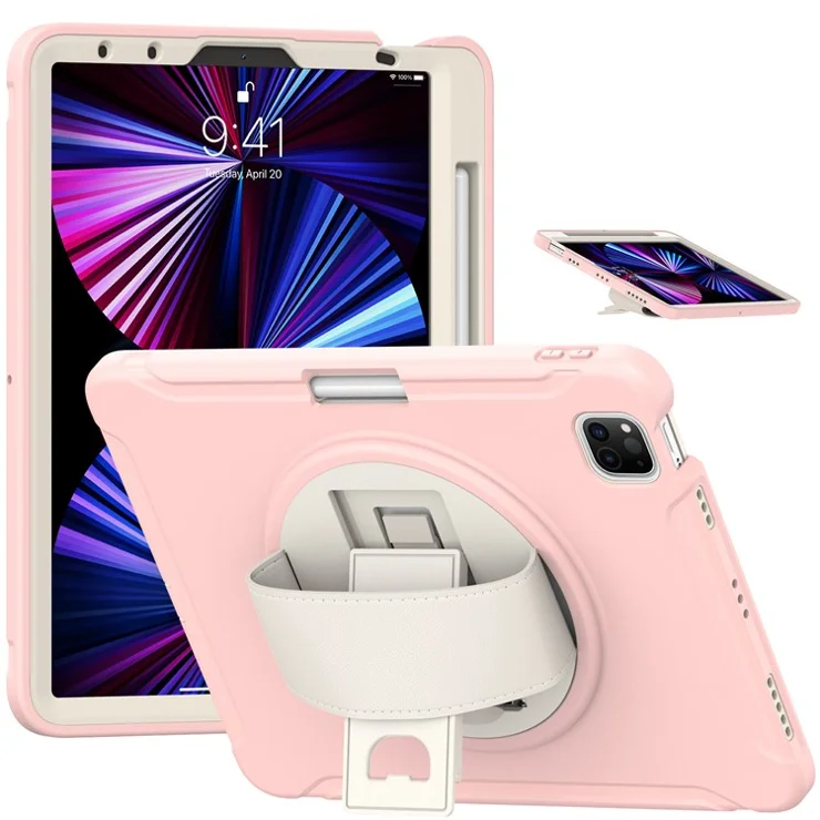 Hand Strap Case Kic for iPad Air 11 (2025) / (2024) / Pro 11 (2022) / (2021) / (2020) / (2018) / Air (2020) / (2022) - Cherry Blossoms Pink