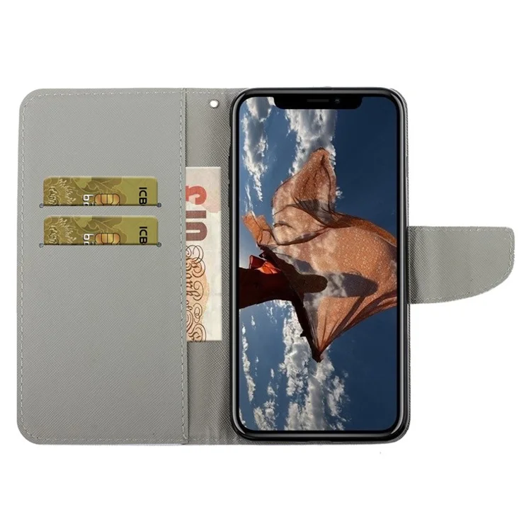 Magnetic Flip Pattern Printing Inner TPU and PU Leather Wallet Case Stand Folio Cover with Strap for iPhone 11 Pro 5.8 inch - Glasses Cat