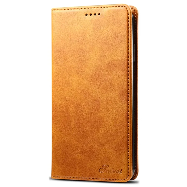 SUTENI Textured Surface Folio Flip Protective Case Wallet Magnetic Automatic Closing Leather Cover with Stand for iPhone XS Max 6.5 inch - Khaki