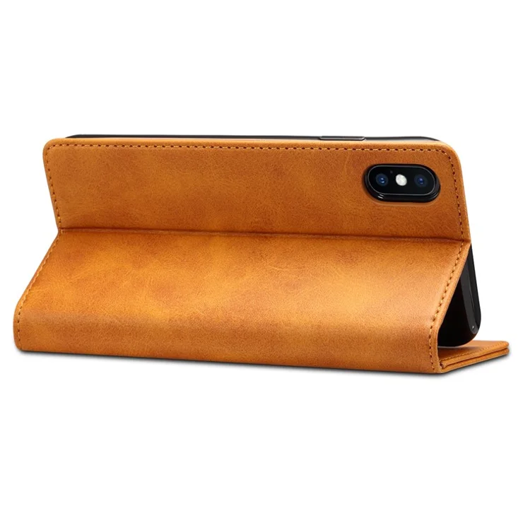 SUTENI Textured Surface Folio Flip Protective Case Wallet Magnetic Automatic Closing Leather Cover with Stand for iPhone XS Max 6.5 inch - Khaki