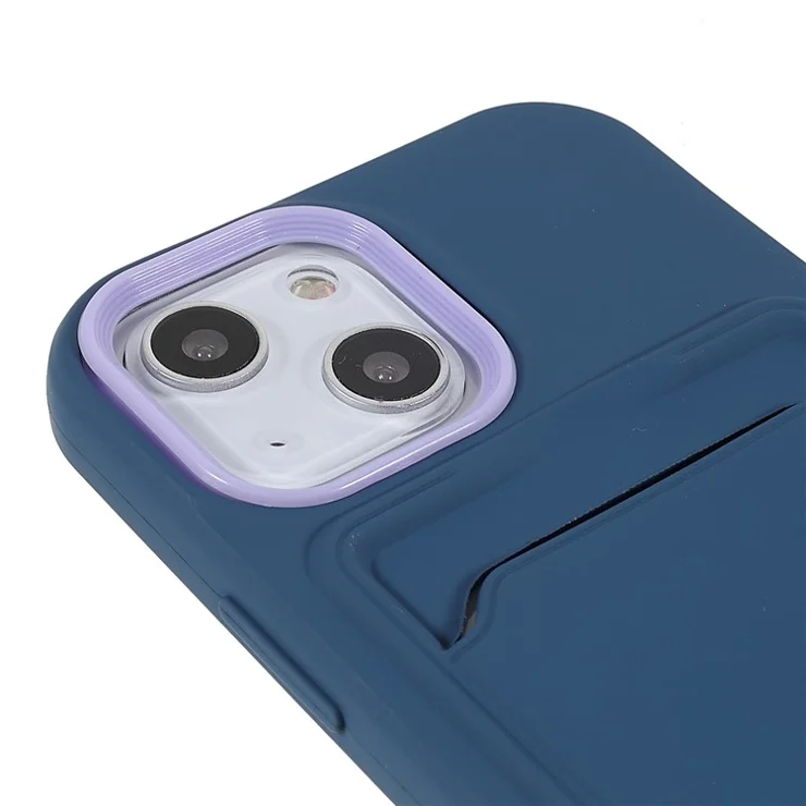 Rubberized Surface Card Slot Design Anti-scratch PC+TPU Hybrid Case Cover for iPhone 13 mini 5.4 inch - Sapphire