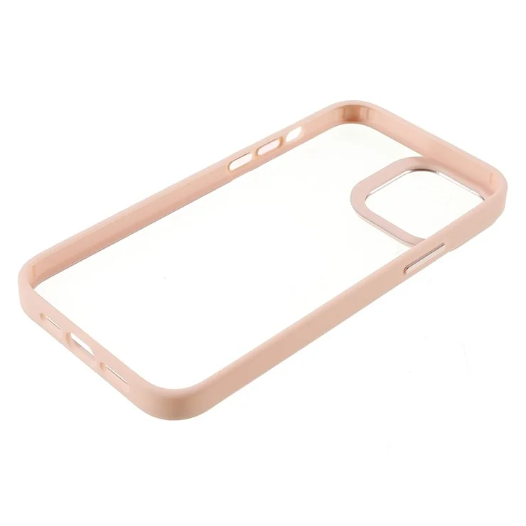 Scratch Resistant Acrylic + TPU Protective Cover Metal Camera Lens Frame Phone Case for iPhone 13 Pro 6.1 inch - Pink