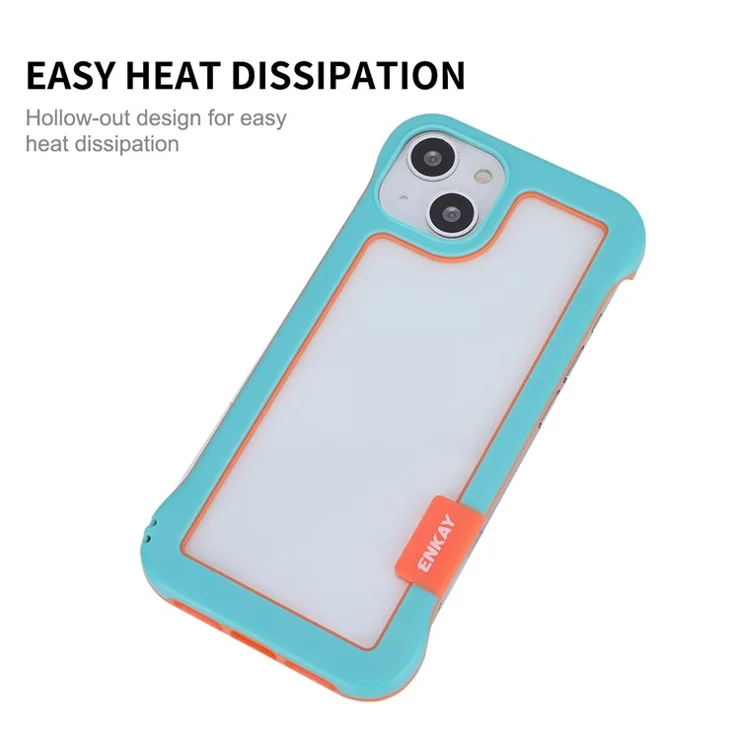 ENKAY HAT PRINCE Slim Phone Case + 9H Tempered Glass Screen Protector for iPhone 13 6.1 inch Frameless Heat Dissipation Phone Shell Drop Resistance Protective Cover - Black