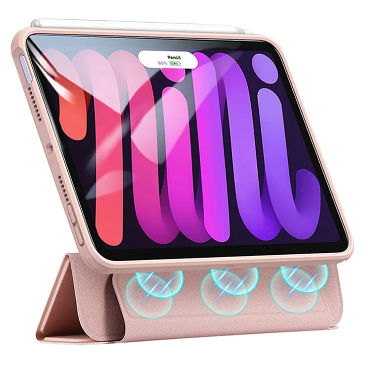 ESR Rebound Hybrid Series for iPad mini (2024) / mini (2021) Tri-Fold Stand Anti-Fall PU Leather+PC+TPU Detachable Magnetic Cover Case - Rose Gold