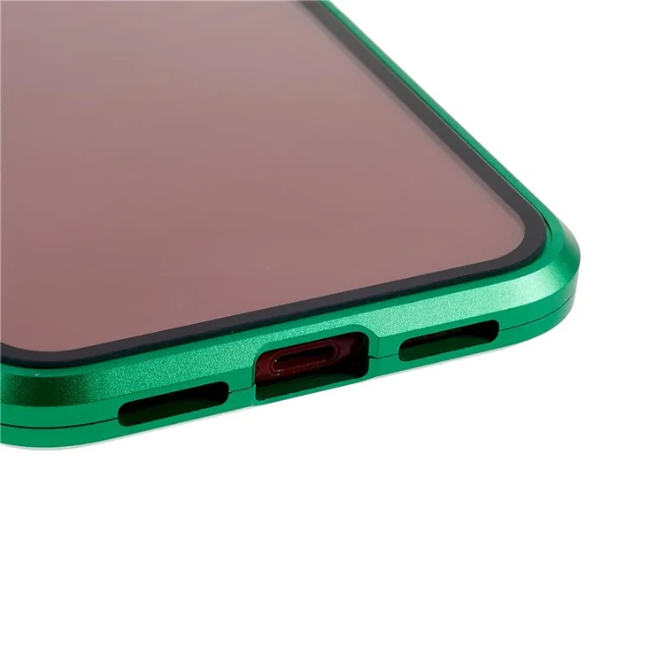 For iPhone XR 6.1 inch Privacy Magnetic Case Anti-Peeping Double-Sided Tempered Glass + Metal Bumper Frame Full Protective Phone Cover - Green