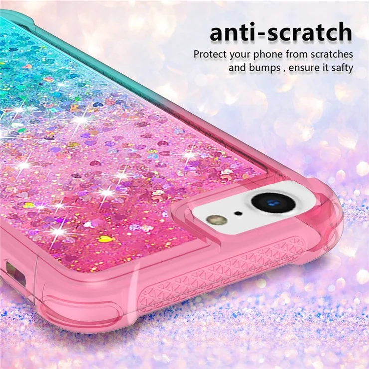 For iPhone SE (2022) / SE (2020) / 8 / 7 4.7 inch TPU Case Gradient Quicksand Phone Back Cover - Pink / Sky Blue