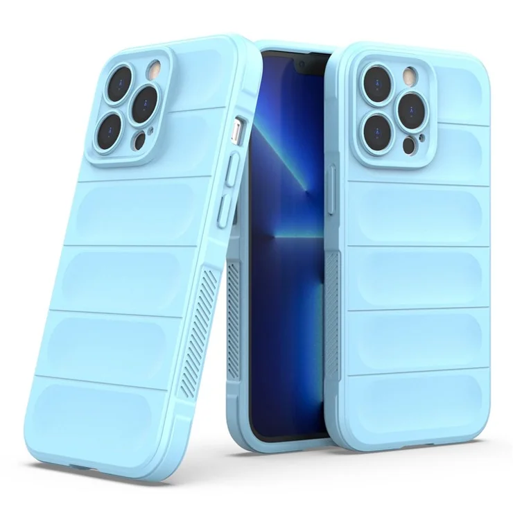 For iPhone 13 Pro 6.1 inch Anti-fall Rugged Back Shell Soft TPU Phone Protector Case - Baby Blue
