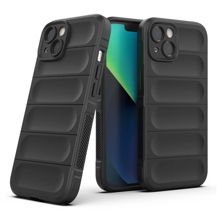 For iPhone 13 6.1 inch Bump Proof Rugged Back Shell Soft TPU Phone Protector Case - Black