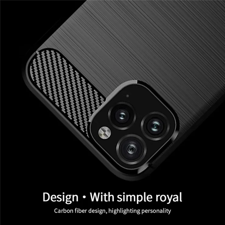 MOFI Brushed Phone Case for iPhone 11 Pro Max 6.5 inch, Carbon Fiber Texture Drop-proof TPU Cover - Grey