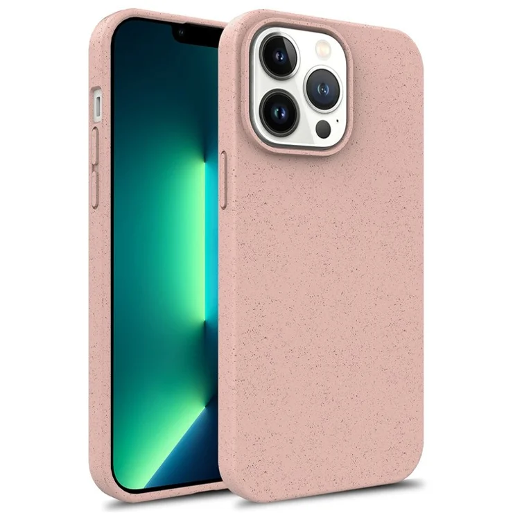 For iPhone 14 Pro 6.1 inch Starry Sky Series Biodegradable Phone Case Wheat Straw + TPU Scratch-resistant Matte Back Shell - Pink
