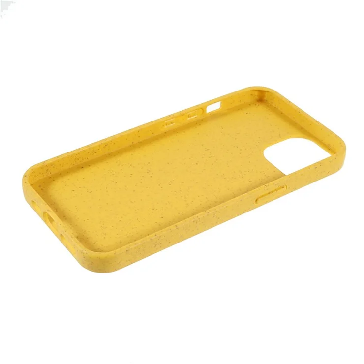 For iPhone 14 6.1 inch Starry Sky Series Wear-resistant Phone Case Soft TPU Biodegradable Wheat Straw Matte Back Shell - Yellow