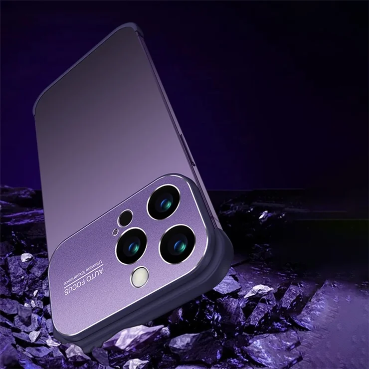 For iPhone 12 Pro Max TPU + Aluminium Alloy Slim-Fit Phone Case with Lens Frame Protection Cover - Black