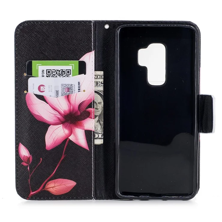 Card Holder Patterned Leather Mobile Casing for Samsung Galaxy S9 Plus - Fresh Flower