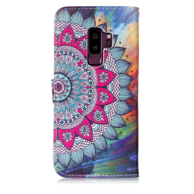 Rubberized Patterned PU Leather Mobile Case for Samsung Galaxy S9+ G965 - Half Mandala