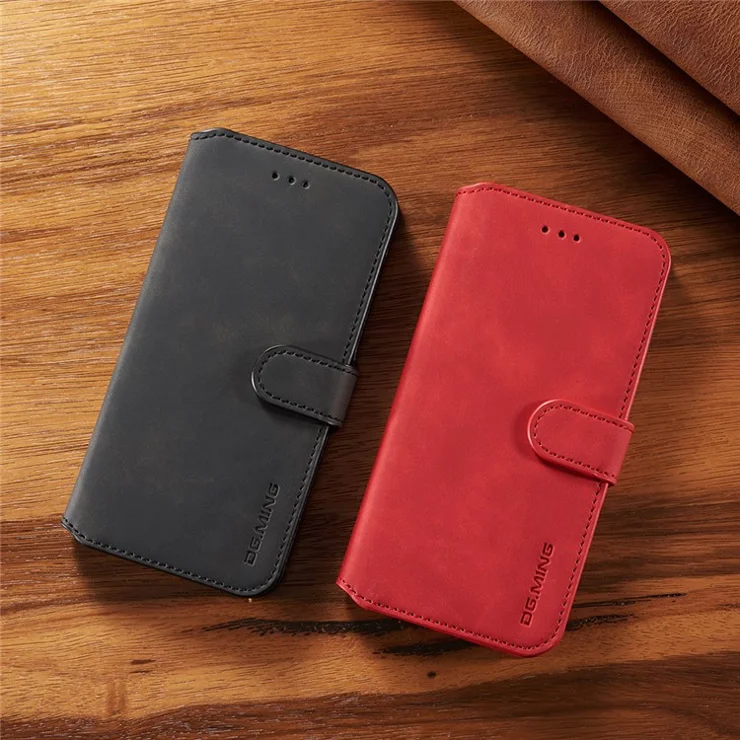 DG.MING Retro Style Wallet Leather Stand Cover for Samsung Galaxy S9 SM-G960 - Black