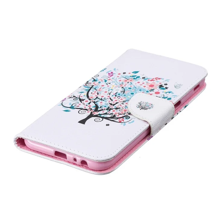 Patterned Wallet Leather Magnetic Phone Case for Samsung Galaxy J6+ / J6 Prime - Flowered Tree