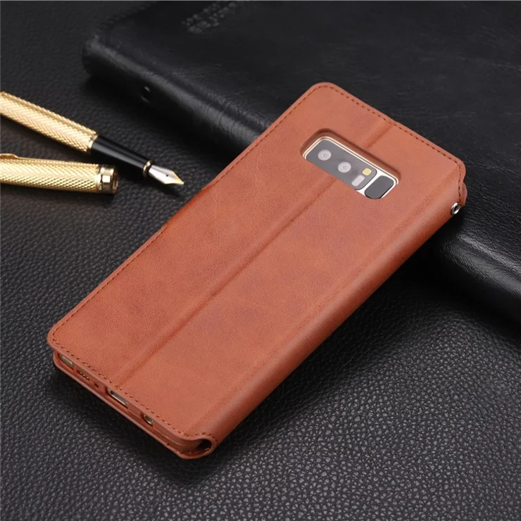 AZNS for Samsung Galaxy Note 8 N950 Leather Flip Case [Wallet Stand] - Brown