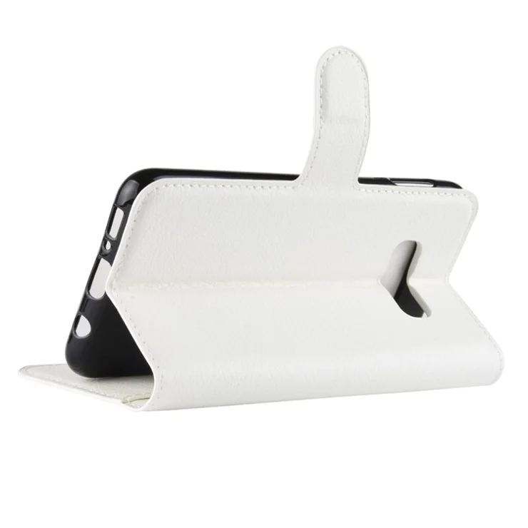 Litchi Skin Wallet Leather Stand Cover for Samsung Galaxy S10e - White