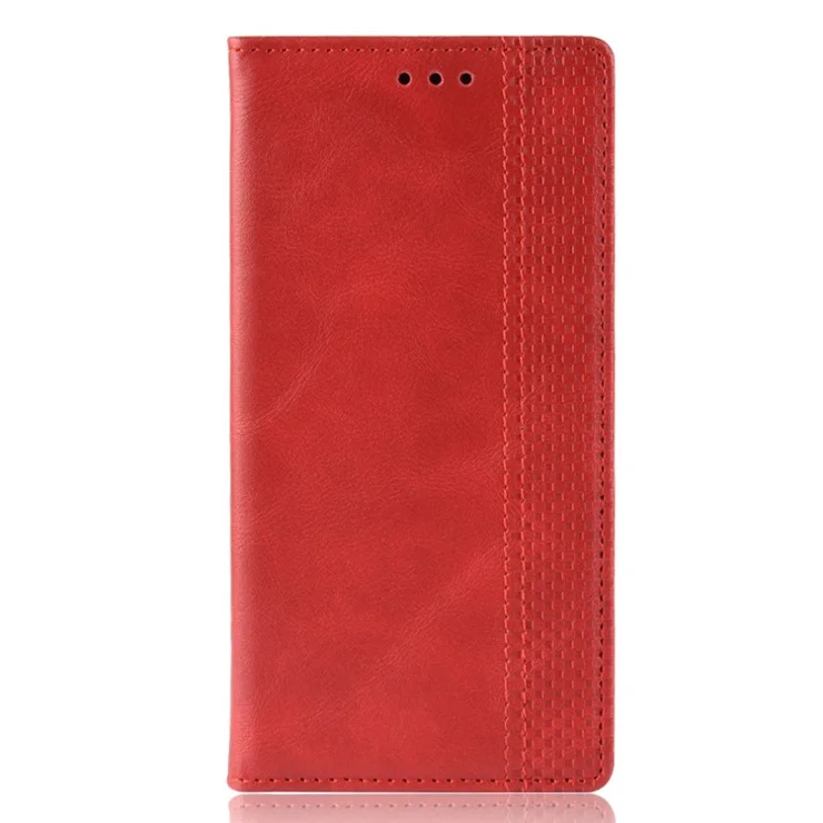 Vintage Style Leather Wallet Case Cover for Samsung Galaxy S10e - Red