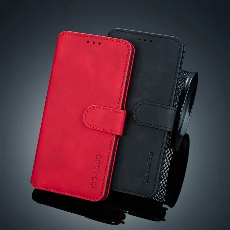 DG.MING Retro Style Wallet Leather Stand Case for Samsung Galaxy S10e - Red