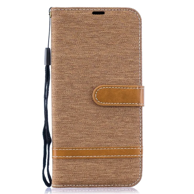 Assorted Color Jeans Cloth Wallet Stand Leather Shell for Samsung Galaxy A50 / A50s / A30s - Khaki