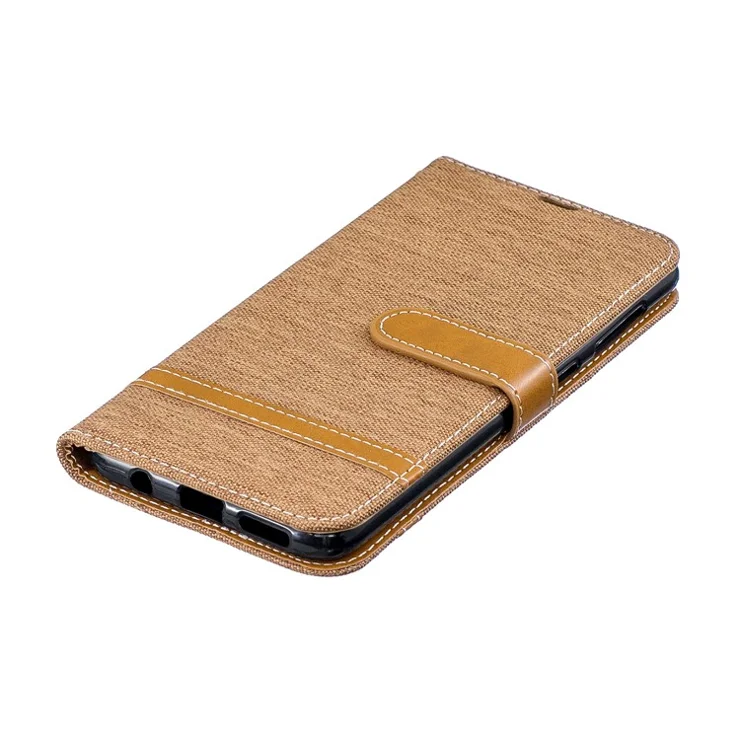 Assorted Color Jeans Cloth Wallet Stand Leather Shell for Samsung Galaxy A50 / A50s / A30s - Khaki
