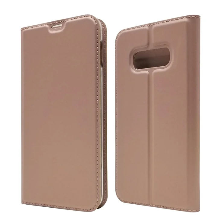 Magnetic Adsorption Leather Card Holder Case for Samsung Galaxy S10e - Rose Gold
