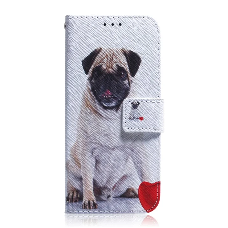 Pattern Printing Leather Wallet Case for Samsung Galaxy A20e - Dog and Heart