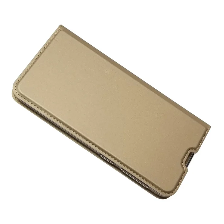 Magnetic Adsorption Leather Card Holder Case for Samsung Galaxy A20e with Foldable Stand - Gold