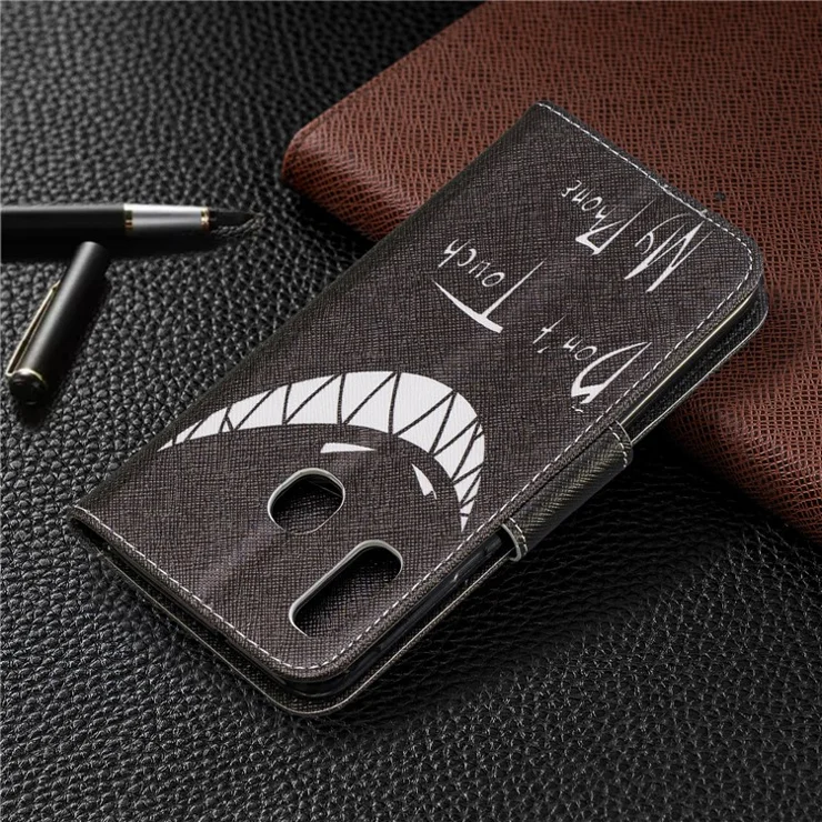 Pattern Printing Leather Wallet Case for Samsung Galaxy A20e - Do not Touch My Phone