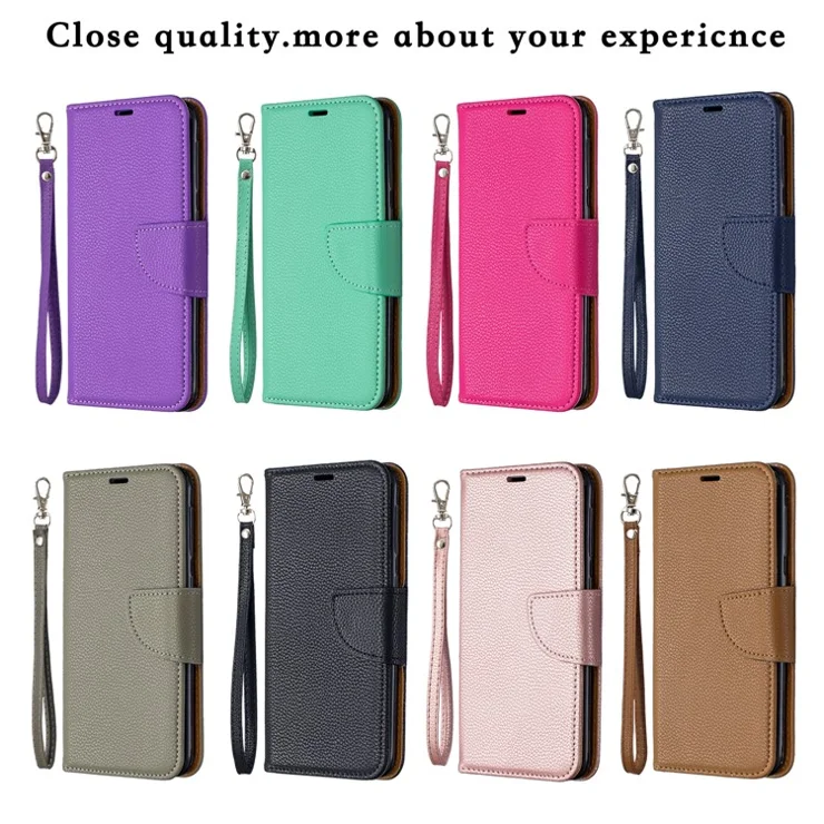 Litchi Skin Leather Wallet Case for Samsung Galaxy A20e - Black
