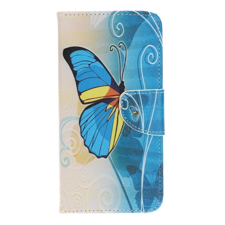 Pattern Printing Cross Texture Leather Wallet Case for Samsung Galaxy Note 10 Plus / Note 10 Plus 5G - Blue Butterfly