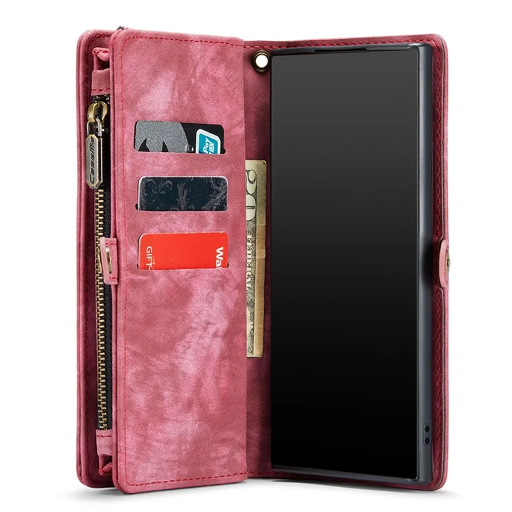 CASEME Multi-function 2-in-1 Wallet TPU+PU Leather Phone Casing for Samsung Galaxy Note 10 / Note 10 5G - Red