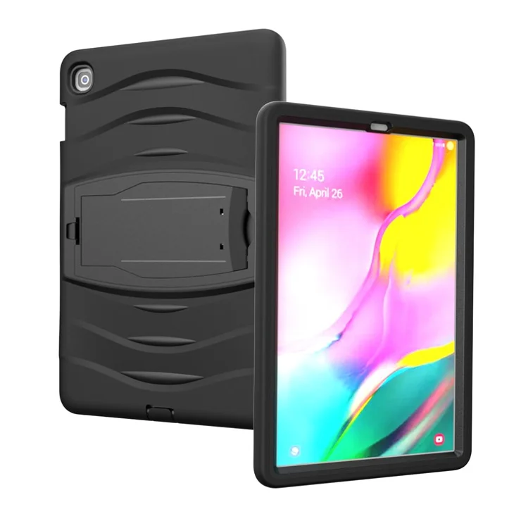 Shockproof PC + Silicone Tablet Hybrid Case with Kickstand and Pen Slot for Samsung Galaxy Tab S5e SM-T720 - Black