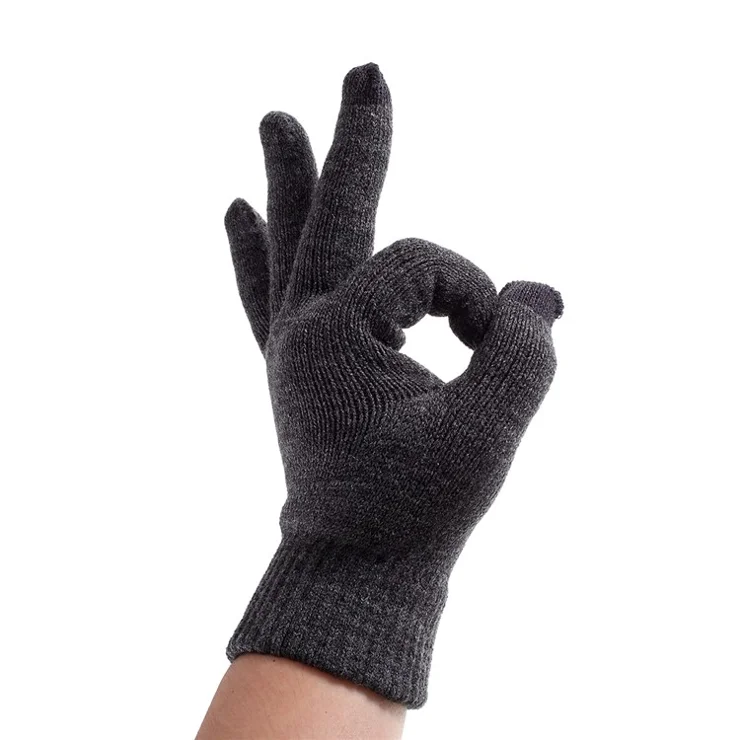 Women Touch Screen Glove Winter Warm Thick Knit for Smartphone Tablet One Size - Dark Grey