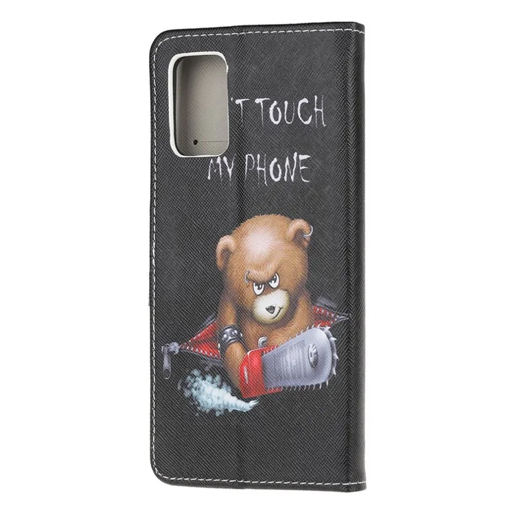 Pattern Printing Cross Texture Leather Wallet Phone Case for Samsung Galaxy S20 4G/S20 5G - Angry Bear