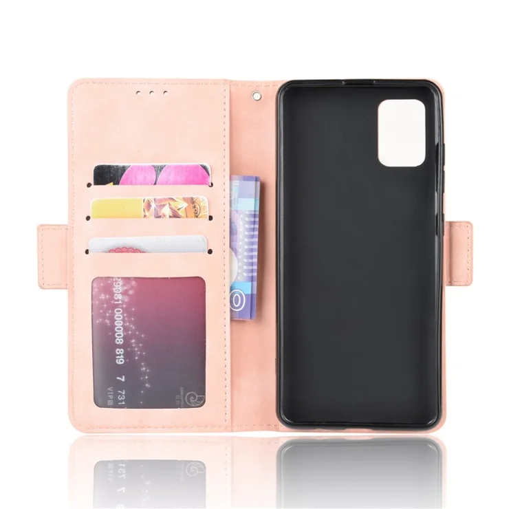 PU Leather Cell Casing with Many Card Slots for Samsung Galaxy S20 4G/S20 5G - Pink