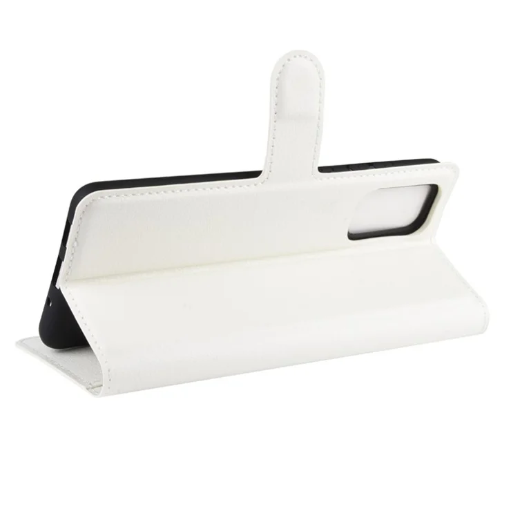 Litchi Surface Wallet Leather Stand Case for Samsung Galaxy S20 4G / S20 5G Cell Phone Case Shell - White