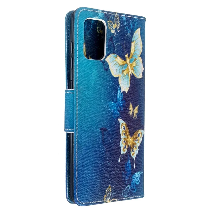 Pattern Printing Wallet Stand Flip Leather Case for Samsung Galaxy A71 A715 - Metal Butterflies