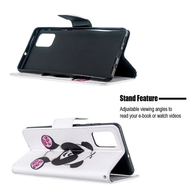 Pattern Printing Wallet Stand Flip Leather Case for Samsung Galaxy A71 A715 - Cute Panda