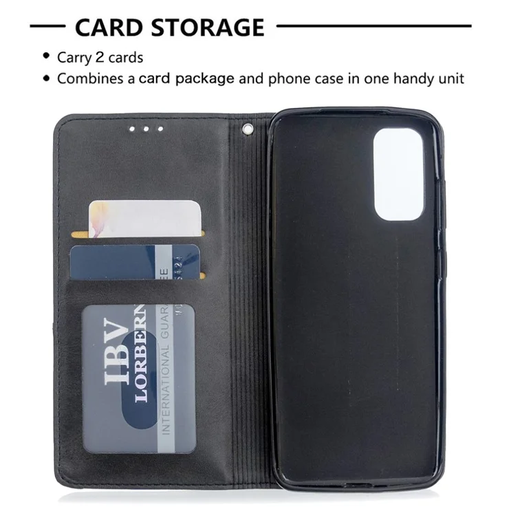 Geometric Pattern Stand Leather Card Holder Case for Samsung Galaxy S20 4G / S20 5G - Black