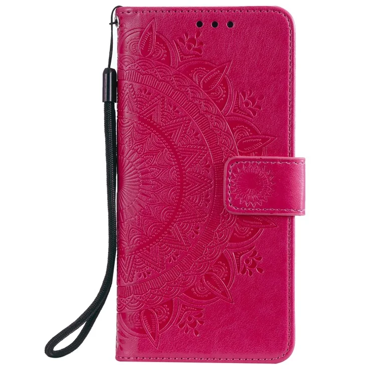 Imprint Flower Leather Wallet Case for Samsung Galaxy S20 4G/S20 5G - Rose
